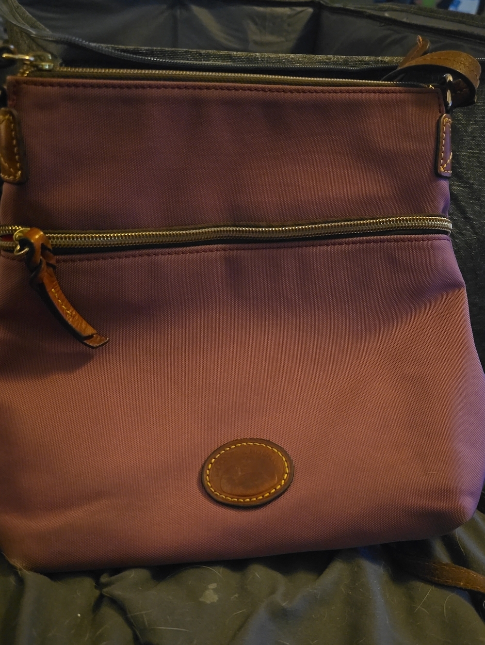 Dooney & Bourke Purple Crossbody with Leather Trim
